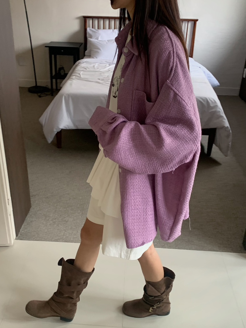 CAMEL-P韓國直郵㊣東大門實拍女裝新品25春夏襯衫蕾絲衫粗花呢Came_l 家襯衫/蕾絲衫