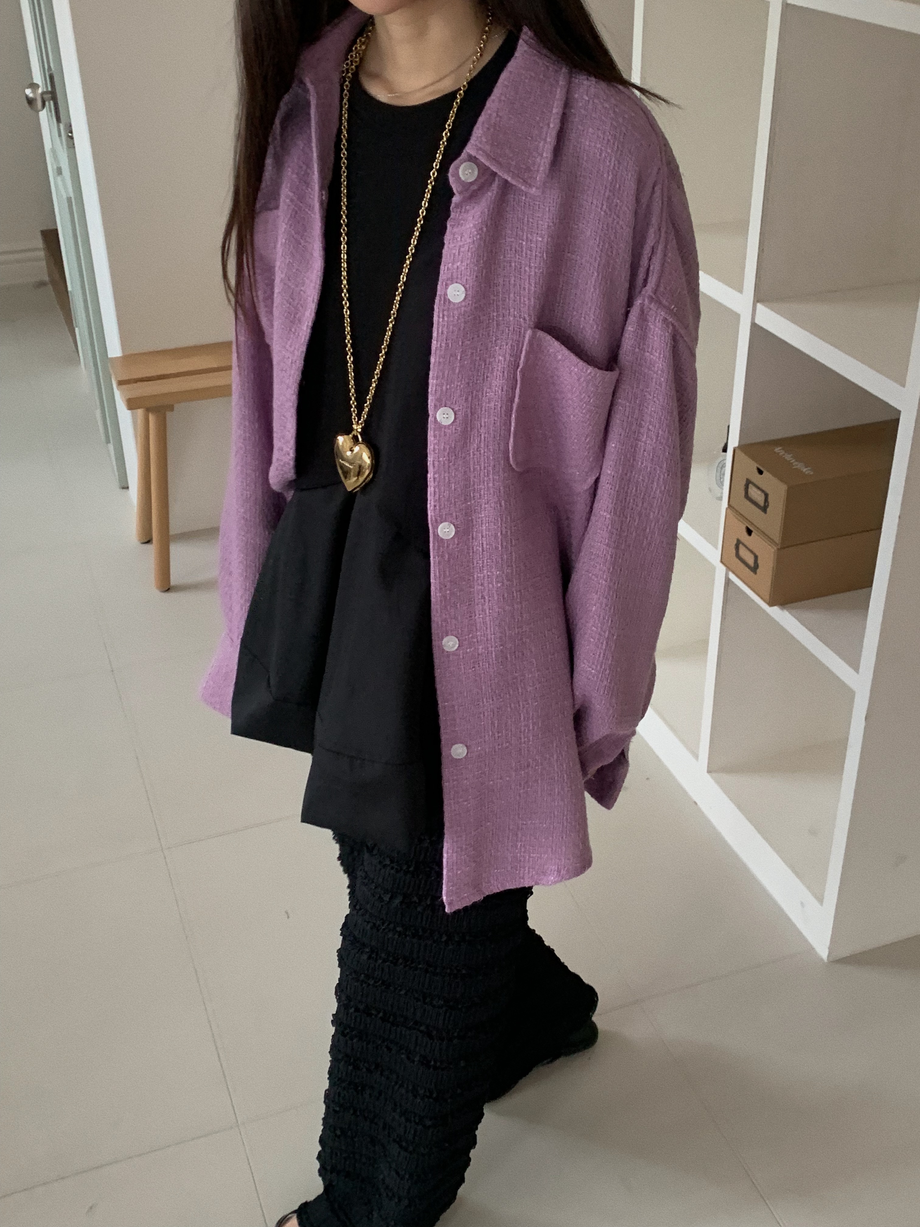 CAMEL-P韓國直郵㊣東大門實拍女裝新品25春夏襯衫蕾絲衫粗花呢Came_l 家襯衫/蕾絲衫