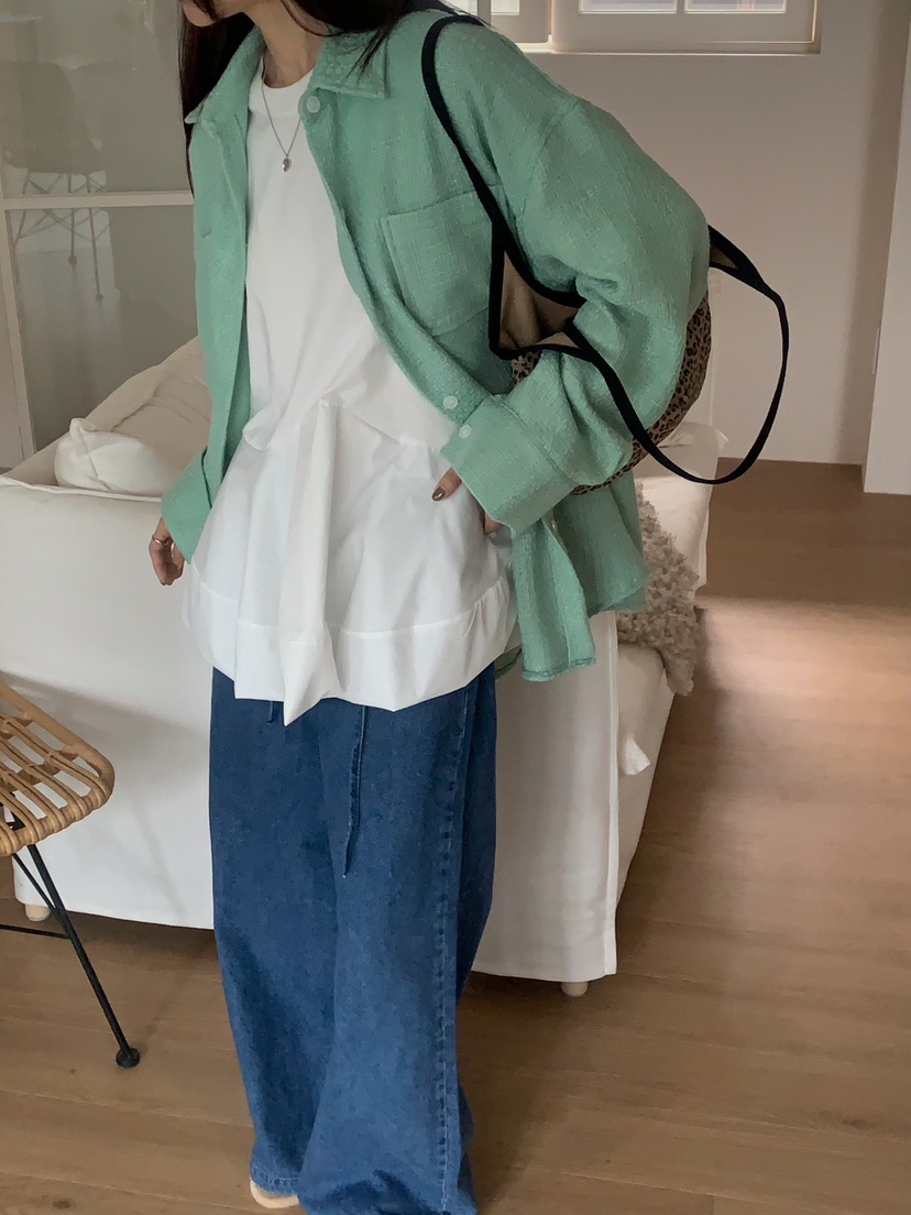 CAMEL-P韓國直郵㊣東大門實拍女裝新品25春夏襯衫蕾絲衫粗花呢Came_l 家襯衫/蕾絲衫