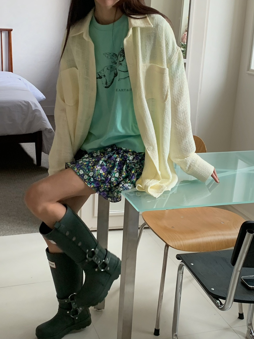 CAMEL-P韓國直郵㊣東大門實拍女裝新品25春夏襯衫蕾絲衫粗花呢Came_l 家襯衫/蕾絲衫