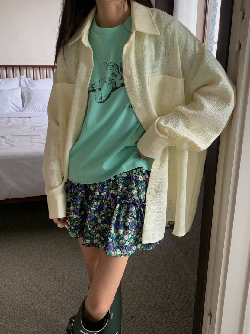 CAMEL-P韓國直郵㊣東大門實拍女裝新品25春夏襯衫蕾絲衫粗花呢Came_l 家襯衫/蕾絲衫