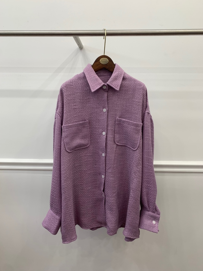 CAMEL-P韓國直郵㊣東大門實拍女裝新品25春夏襯衫蕾絲衫粗花呢Came_l 家襯衫/蕾絲衫圖色1