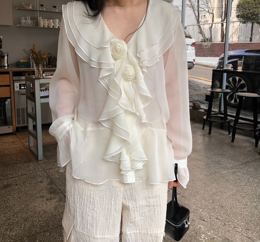 MELTED-P韓國直郵㊣女裝新品熱賣推薦25春夏人氣襯衫蕾絲衫MELTED-P襯衫/蕾絲衫