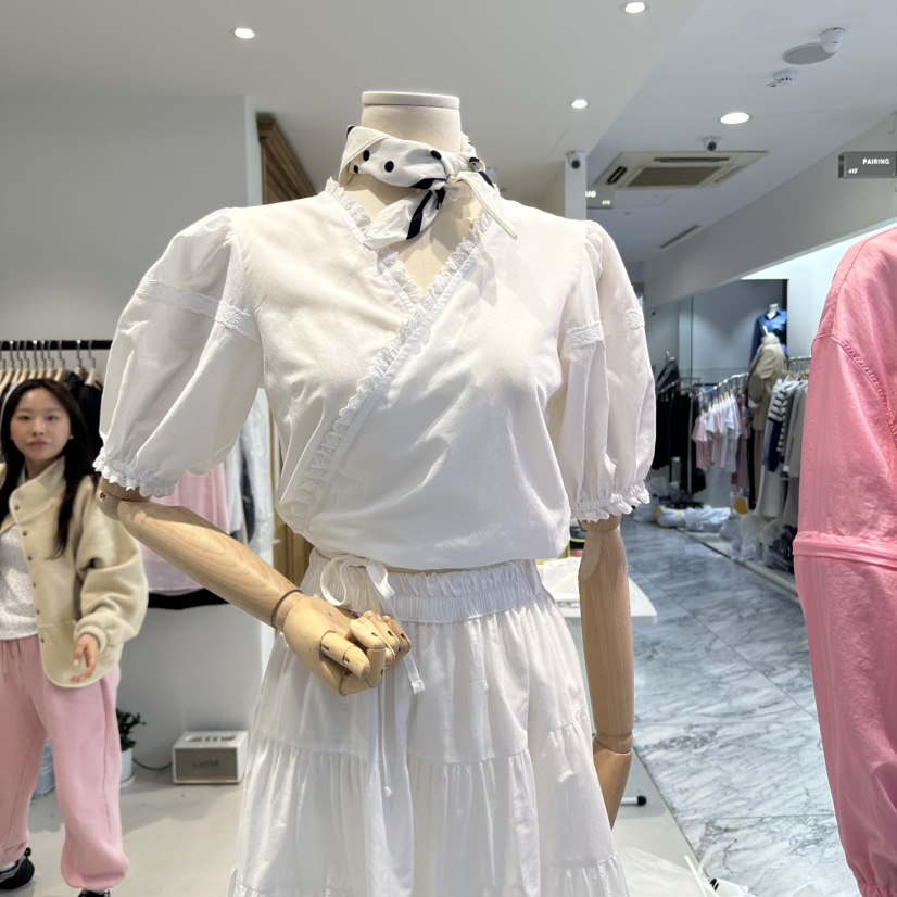 BREAD韓國直郵㊣女裝新款休閑推薦25春夏職業人氣襯衫蕾絲衫BREAD襯衫/蕾絲衫圖色2