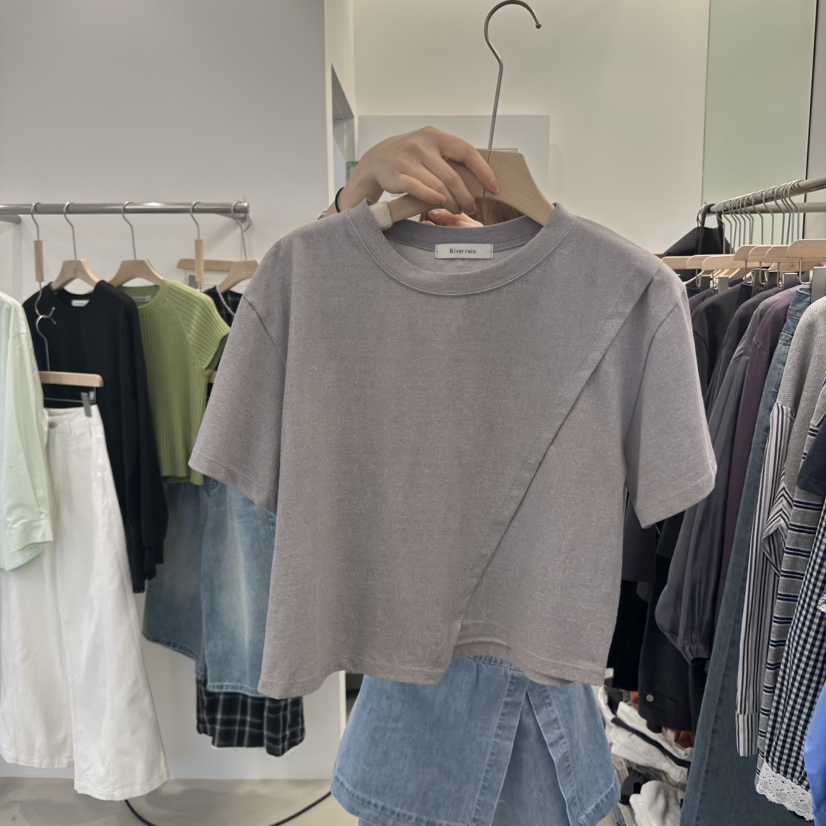 RIVER RAIN直郵韓國代購㊣女裝新款推薦25春夏熱賣休閑T恤RIVER RAINT恤圖色2