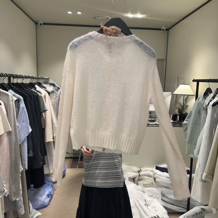 RE STOCK韓國直郵㊣女裝新款時尚休閑熱賣25春夏針織衫羊駝開衫RE STOCK針織衫