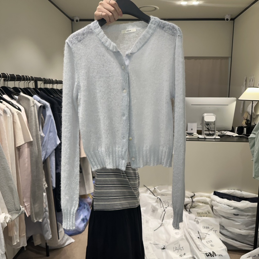 RE STOCK韓國直郵㊣女裝新款時尚休閑熱賣25春夏針織衫羊駝開衫RE STOCK針織衫圖色2