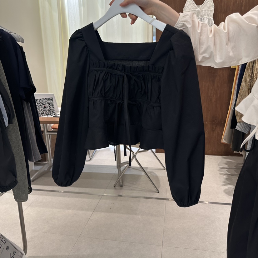 BUCKLE直郵韓國代購㊣女裝新品熱賣休閑人氣襯衫蕾絲衫褶皺BUCKLE襯衫/蕾絲衫圖色3
