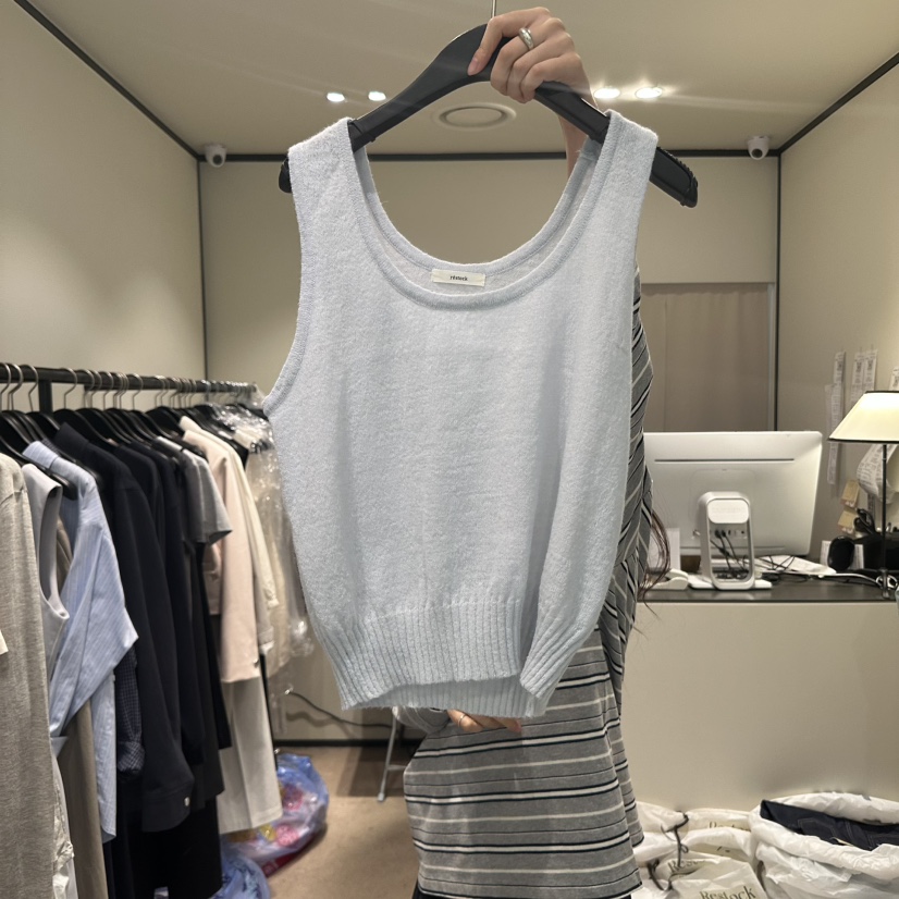 RE STOCK韓國直郵㊣女裝新款休閑熱賣25春夏馬甲不含內搭羊駝RE STOCK馬甲