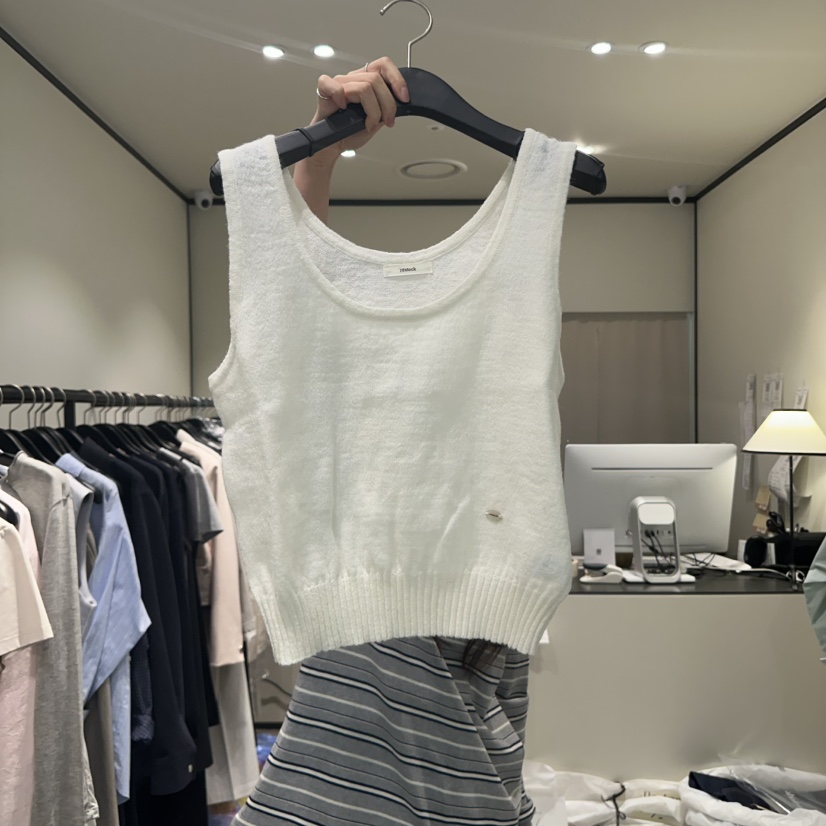 RE STOCK韓國直郵㊣女裝新款休閑熱賣25春夏馬甲不含內搭羊駝RE STOCK馬甲圖色2