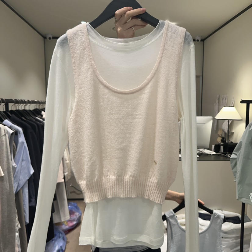 RE STOCK韓國直郵㊣女裝新款休閑熱賣25春夏馬甲不含內搭羊駝RE STOCK馬甲圖色3