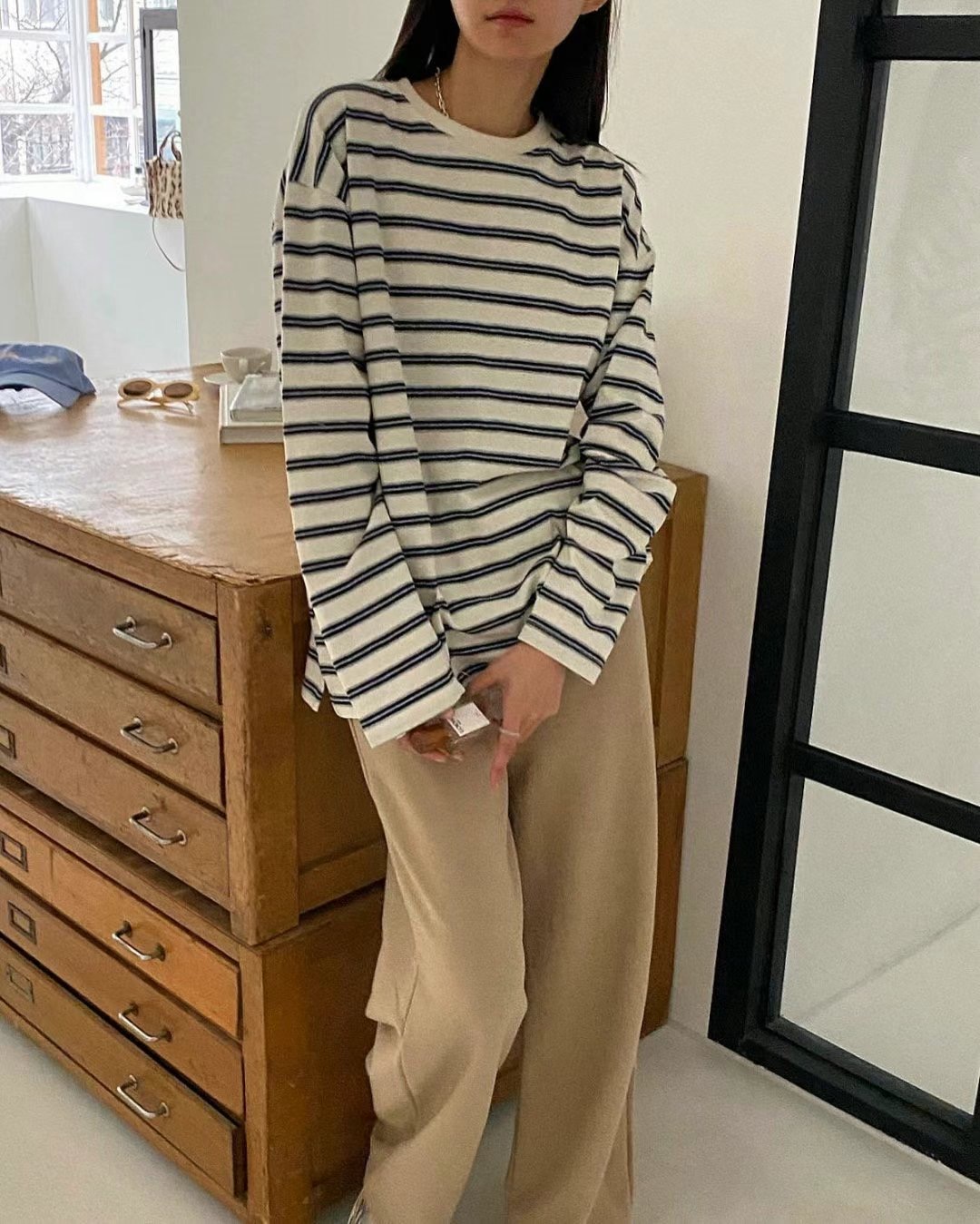 ANN DIANA-앤다이아나-T東大門代購女裝新品25春夏長袖T恤ANN DIANA長袖T恤