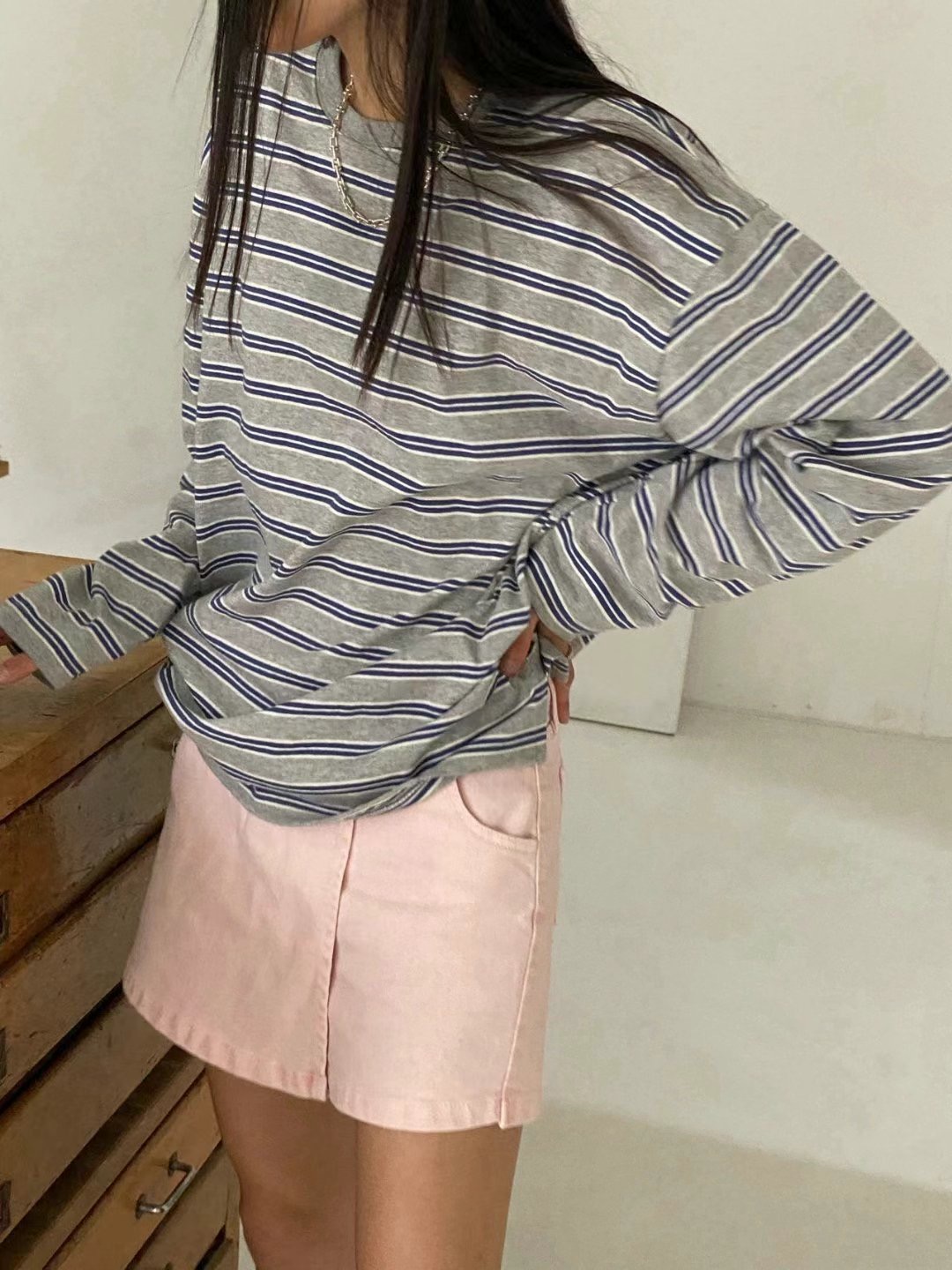 ANN DIANA-앤다이아나-T東大門代購女裝新品25春夏長袖T恤ANN DIANA長袖T恤