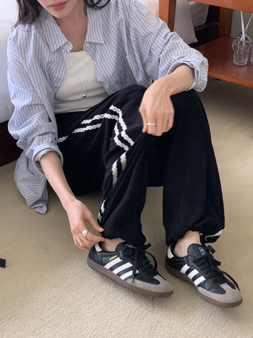 FRILL-T東大門實拍女士新款熱賣推薦25春夏真品休閑褲蕾絲FRILL-T休閑褲