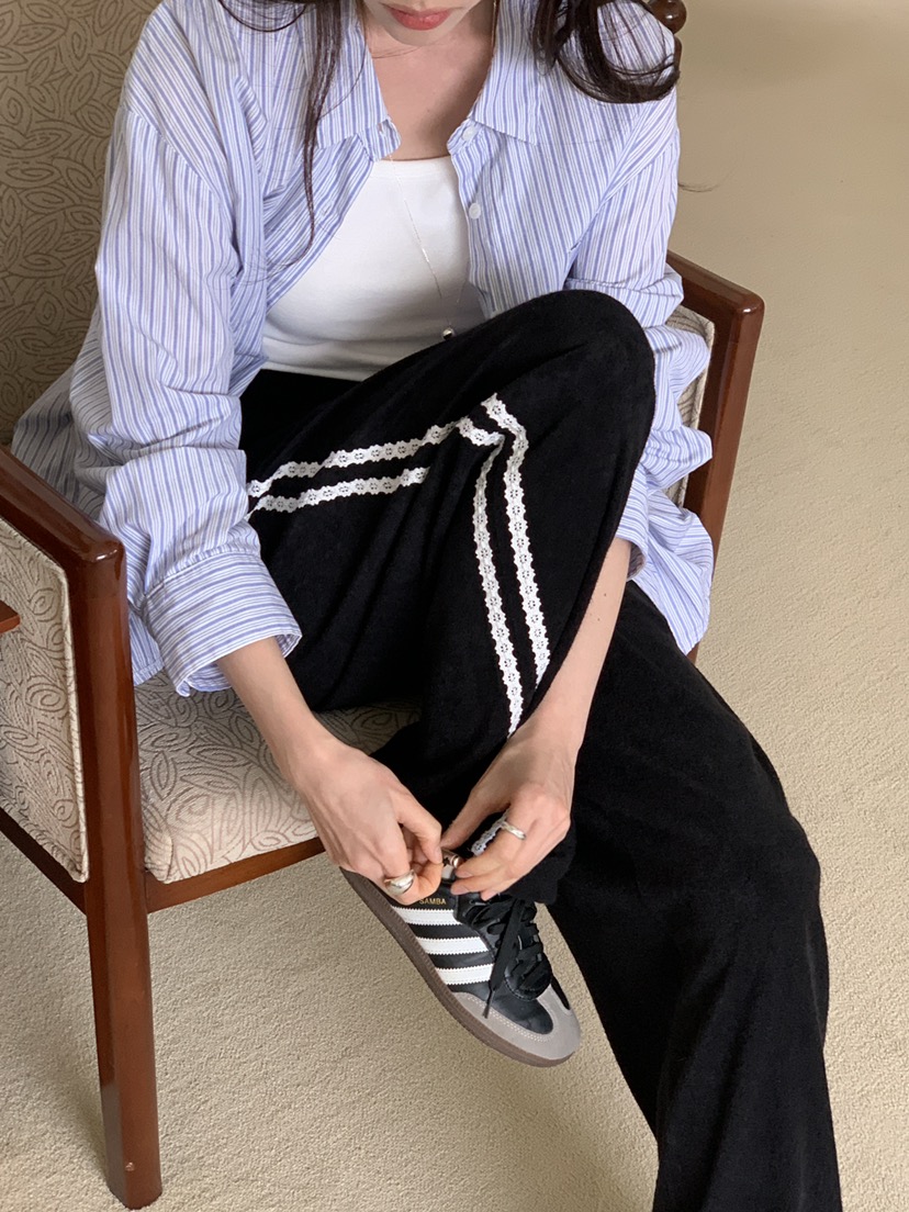 FRILL-T東大門實拍女士新款熱賣推薦25春夏真品休閑褲蕾絲FRILL-T休閑褲