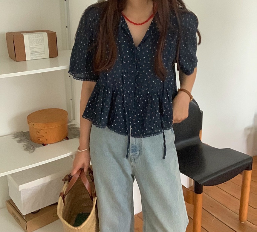 FRILL-T韓國直郵女裝新品休閑人氣推薦職業熱賣襯衫蕾絲衫FRILL-T襯衫/蕾絲衫圖色1