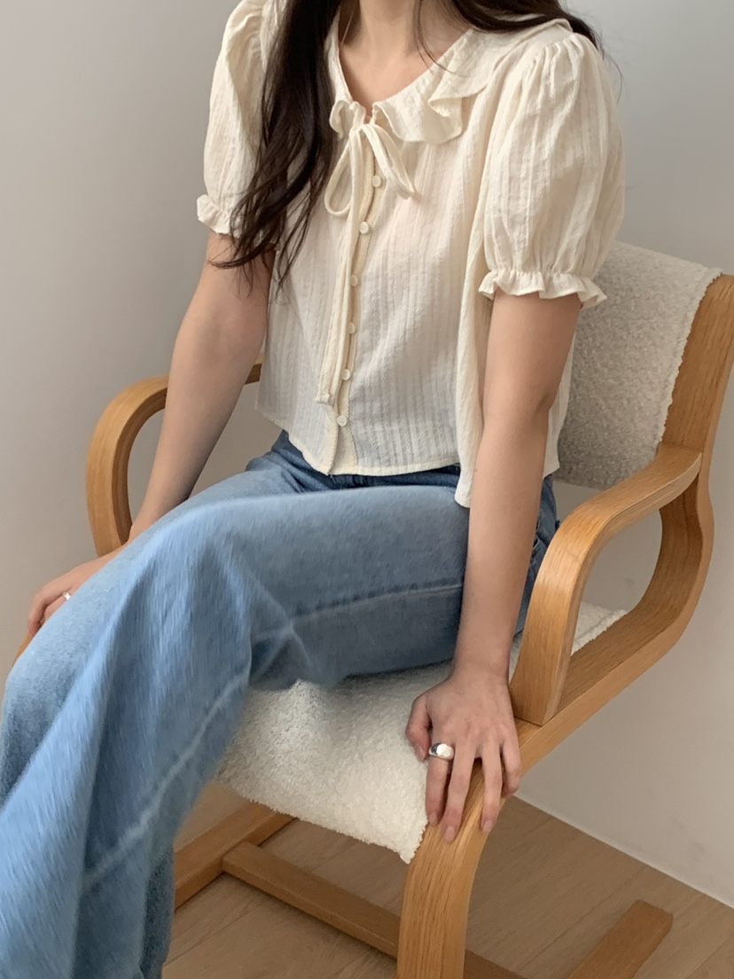 FRILL-T韓國代購女士新款職業休閑熱賣時尚襯衫蕾絲衫蕾絲FRILL-T襯衫/蕾絲衫