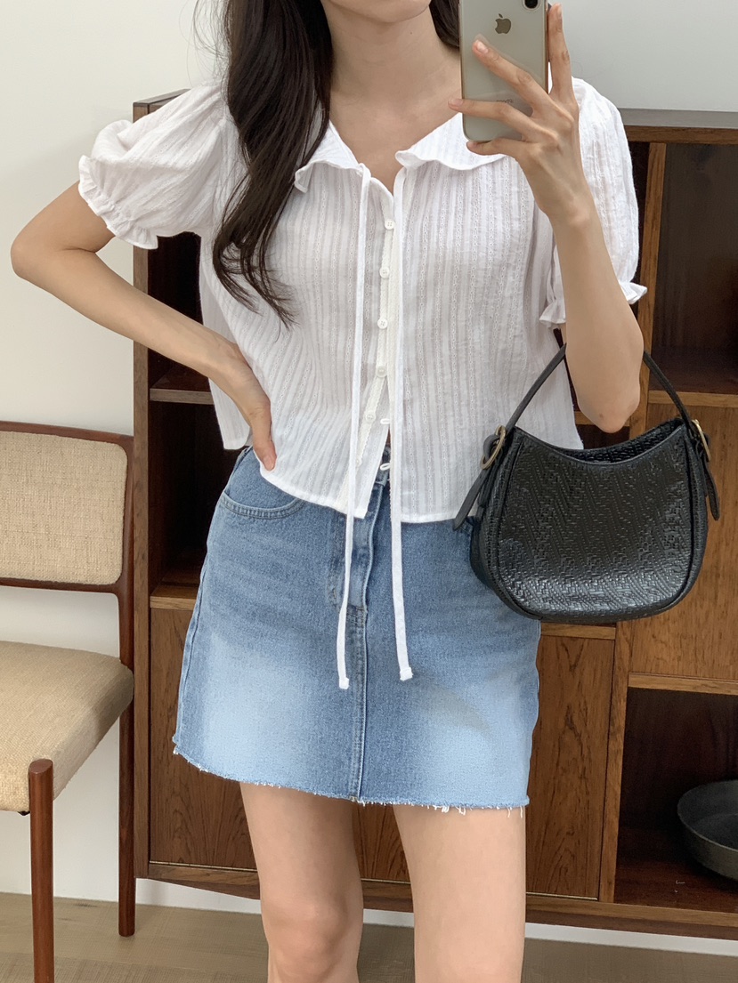 FRILL-T韓國代購女士新款職業休閑熱賣時尚襯衫蕾絲衫蕾絲FRILL-T襯衫/蕾絲衫