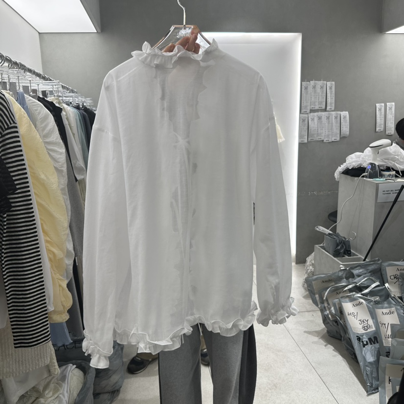 ANDE韓國㊣直郵東大門代購女裝新品25春夏人氣推薦襯衫蕾絲衫ANDE襯衫/蕾絲衫