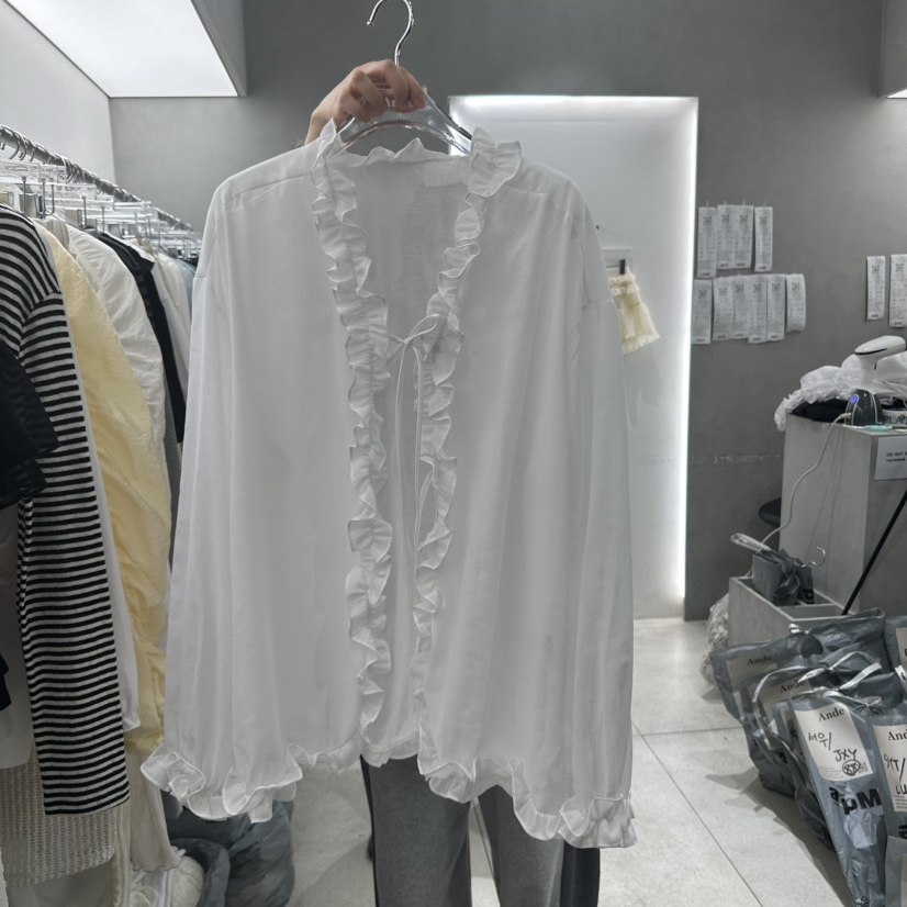 ANDE韓國㊣直郵東大門代購女裝新品25春夏人氣推薦襯衫蕾絲衫ANDE襯衫/蕾絲衫