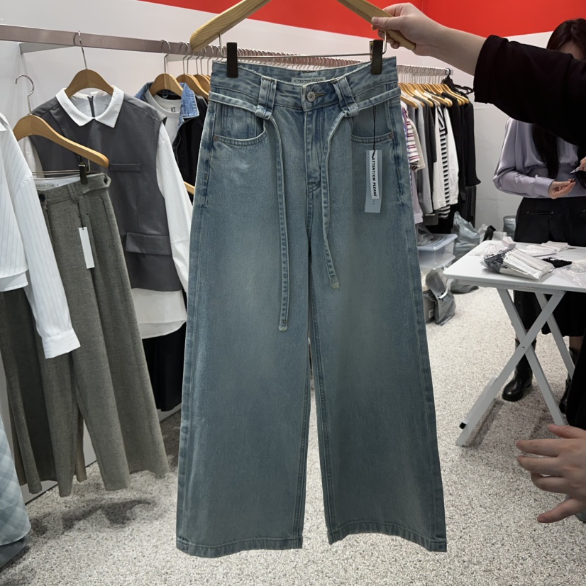 ATPZ直郵韓國代購㊣女裝新品職業熱賣休閑時尚牛仔褲含腰帶ATTENTION PLEAES牛仔褲