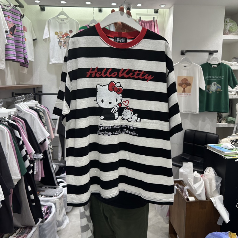 EVE韓國直郵㊣女裝新款人氣時尚休閑職業推薦熱賣25春夏T恤EVET恤圖色1