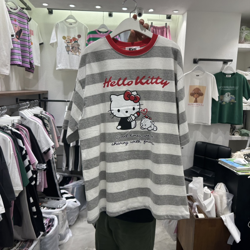 EVE韓國直郵㊣女裝新款人氣時尚休閑職業推薦熱賣25春夏T恤EVET恤圖色2
