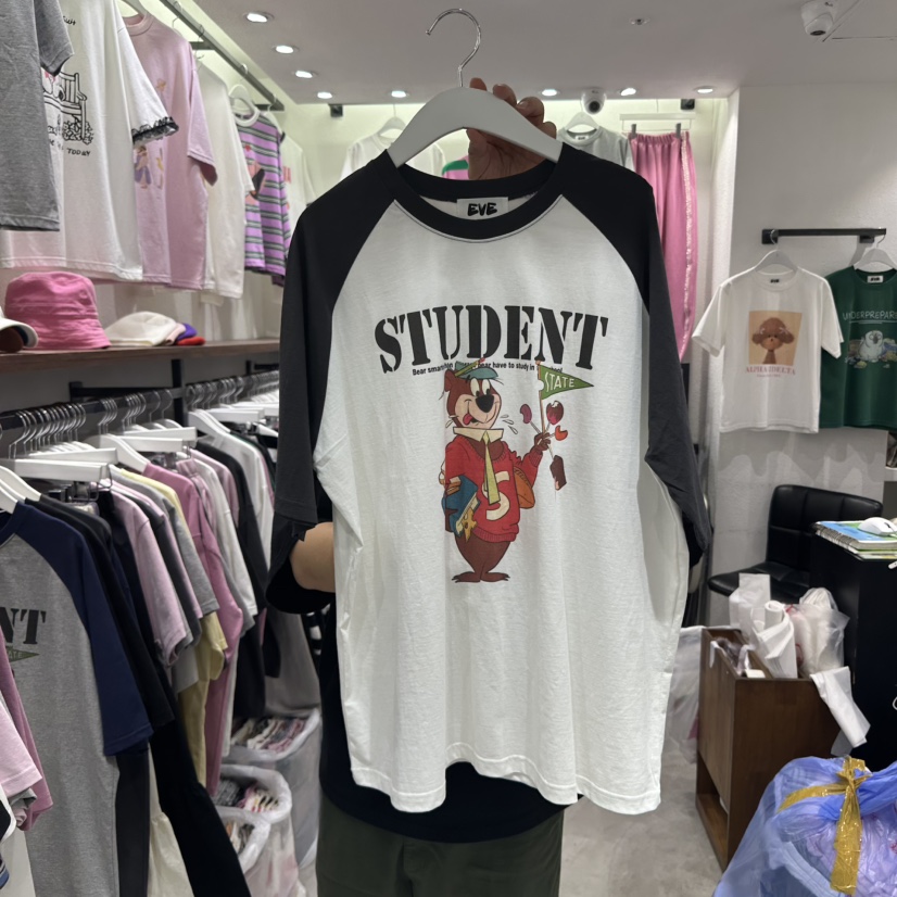 EVE韓國直郵㊣女裝新款熱賣25春夏推薦時尚職業人氣休閑T恤EVET恤圖色2
