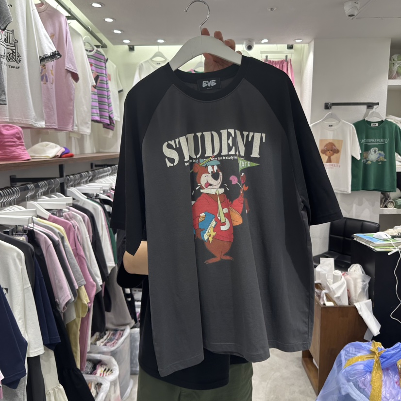 EVE韓國直郵㊣女裝新款熱賣25春夏推薦時尚職業人氣休閑T恤EVET恤圖色4