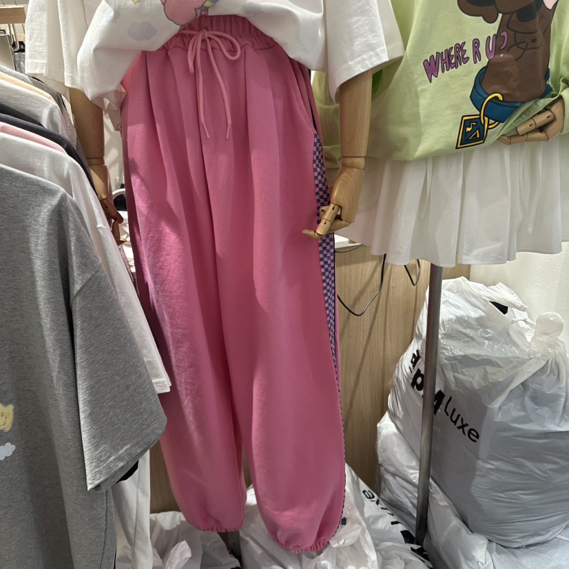 DELLING韓國直郵㊣東大門實拍女裝新款人氣25春夏休閑褲格紋DELLING休閑褲圖色3