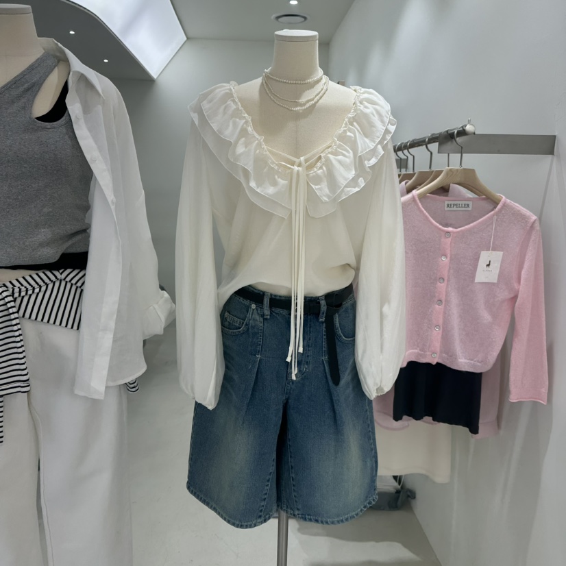 REPELLER韓國直郵㊣東大門實拍女裝新品推薦襯衫蕾絲衫天絲REPELLER襯衫/蕾絲衫