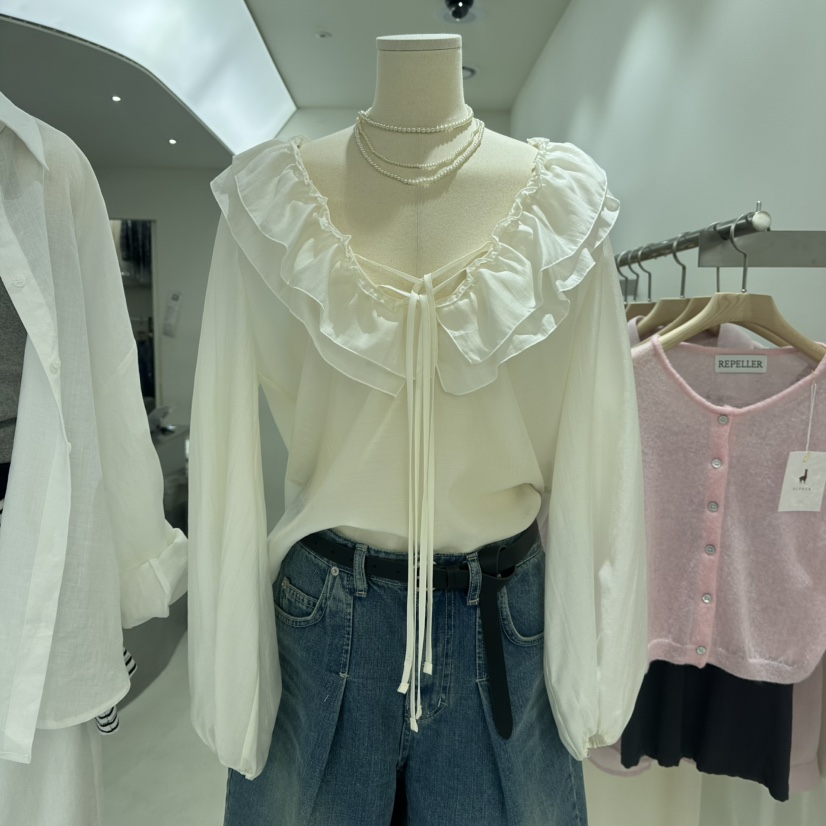 REPELLER韓國直郵㊣東大門實拍女裝新品推薦襯衫蕾絲衫天絲REPELLER襯衫/蕾絲衫圖色1