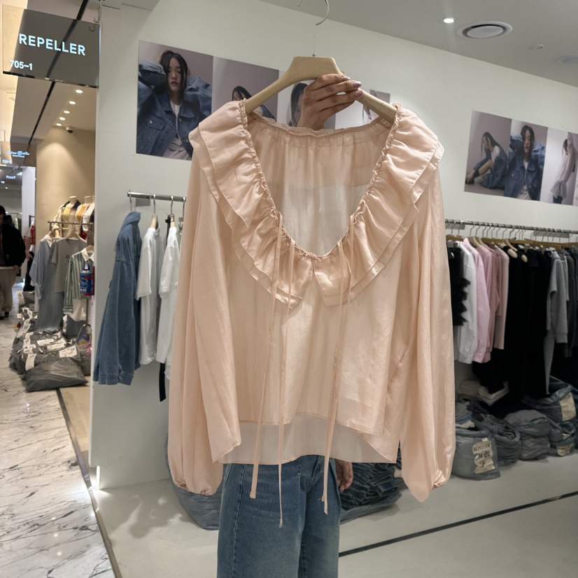 REPELLER韓國直郵㊣東大門實拍女裝新品推薦襯衫蕾絲衫天絲REPELLER襯衫/蕾絲衫圖色2