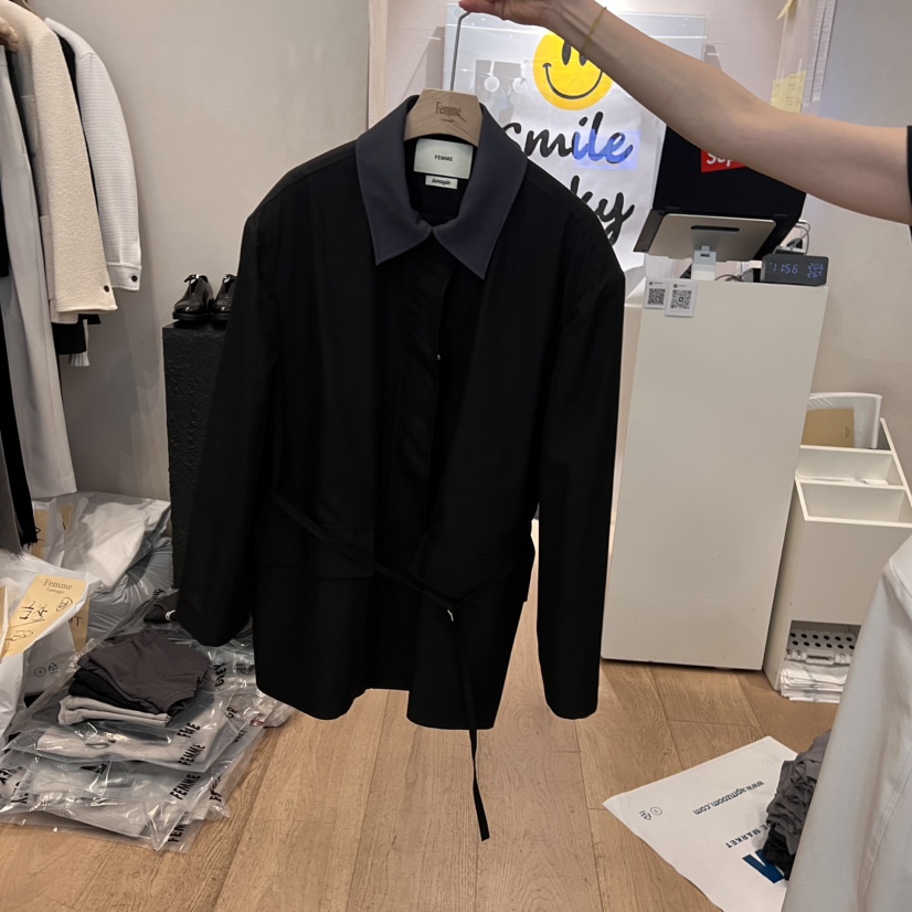 LA MAGIE FEMME韓國㊣直郵東大門代購女裝新品時尚夾克含腰繩Lamagie Femme夾克圖色3