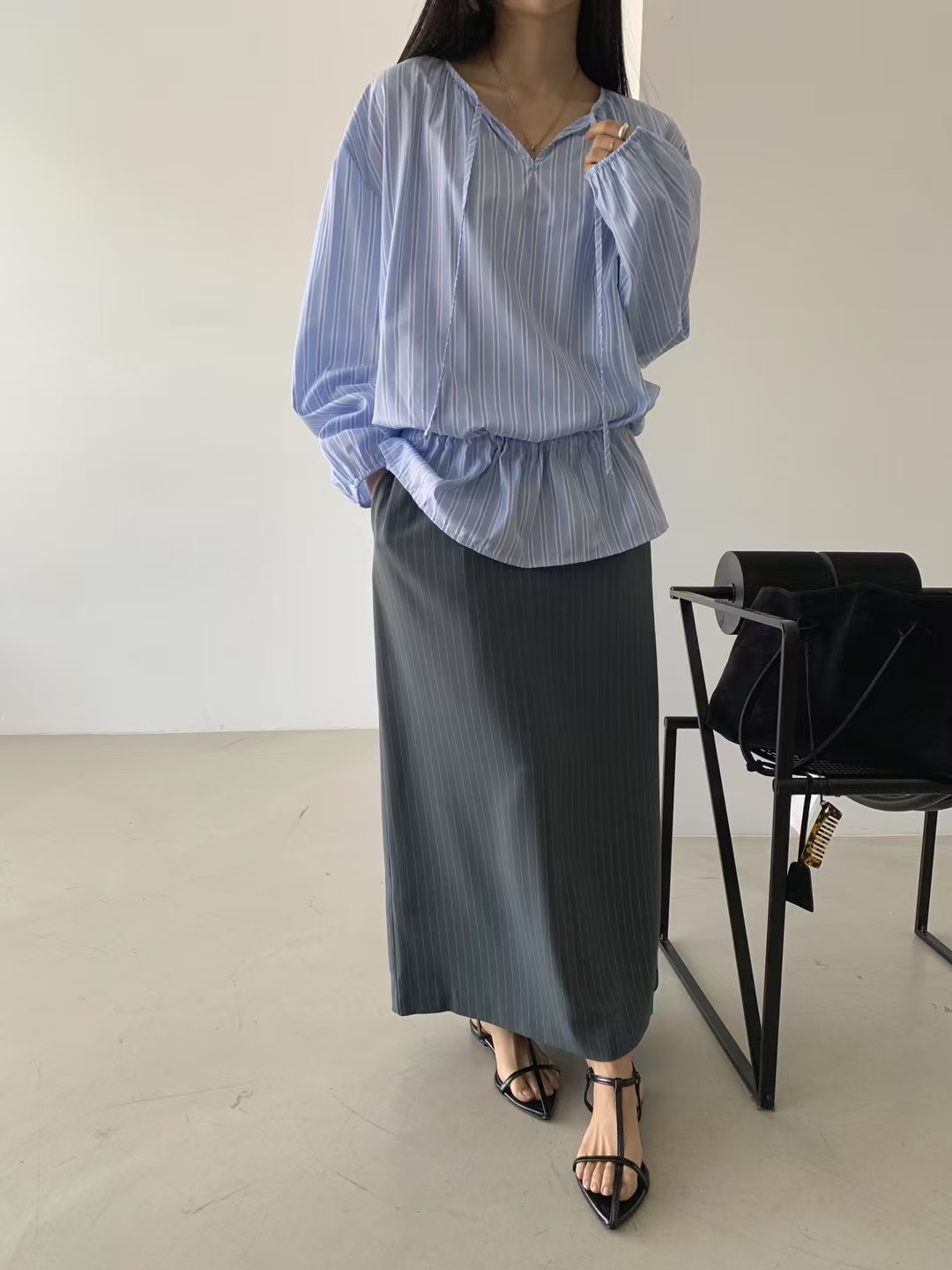 WHERELL韓國㊣直郵東大門代購女裝新款時尚25春夏休閑熱賣長裙GROW-WHERELL長裙