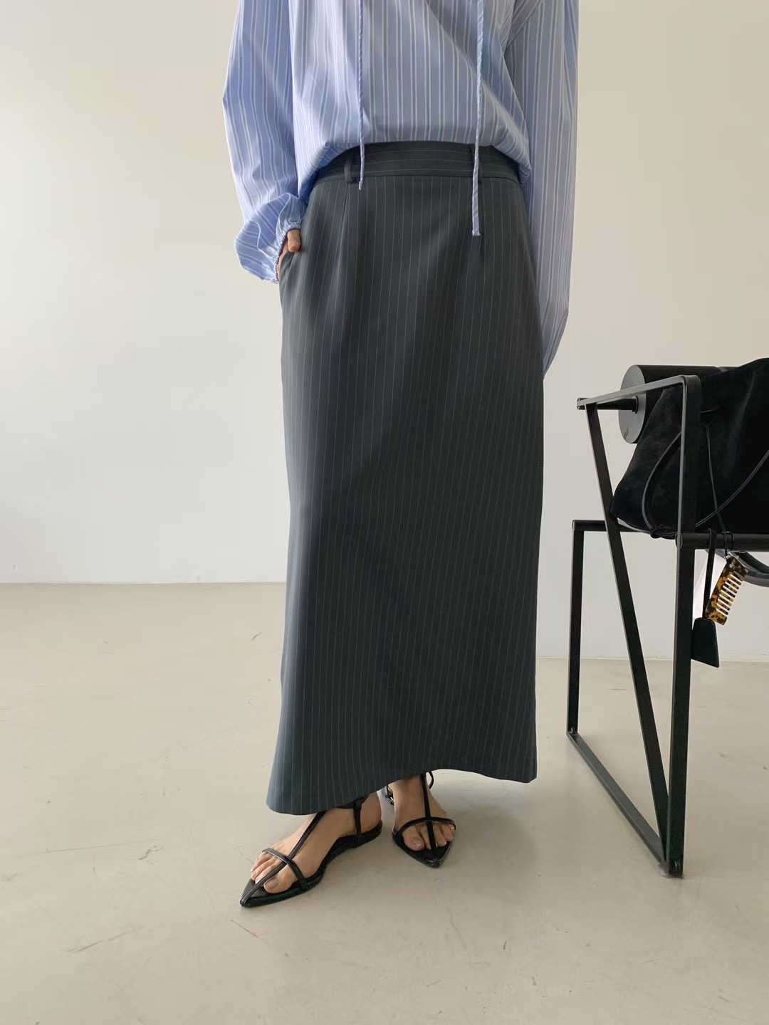 WHERELL韓國㊣直郵東大門代購女裝新款時尚25春夏休閑熱賣長裙GROW-WHERELL長裙