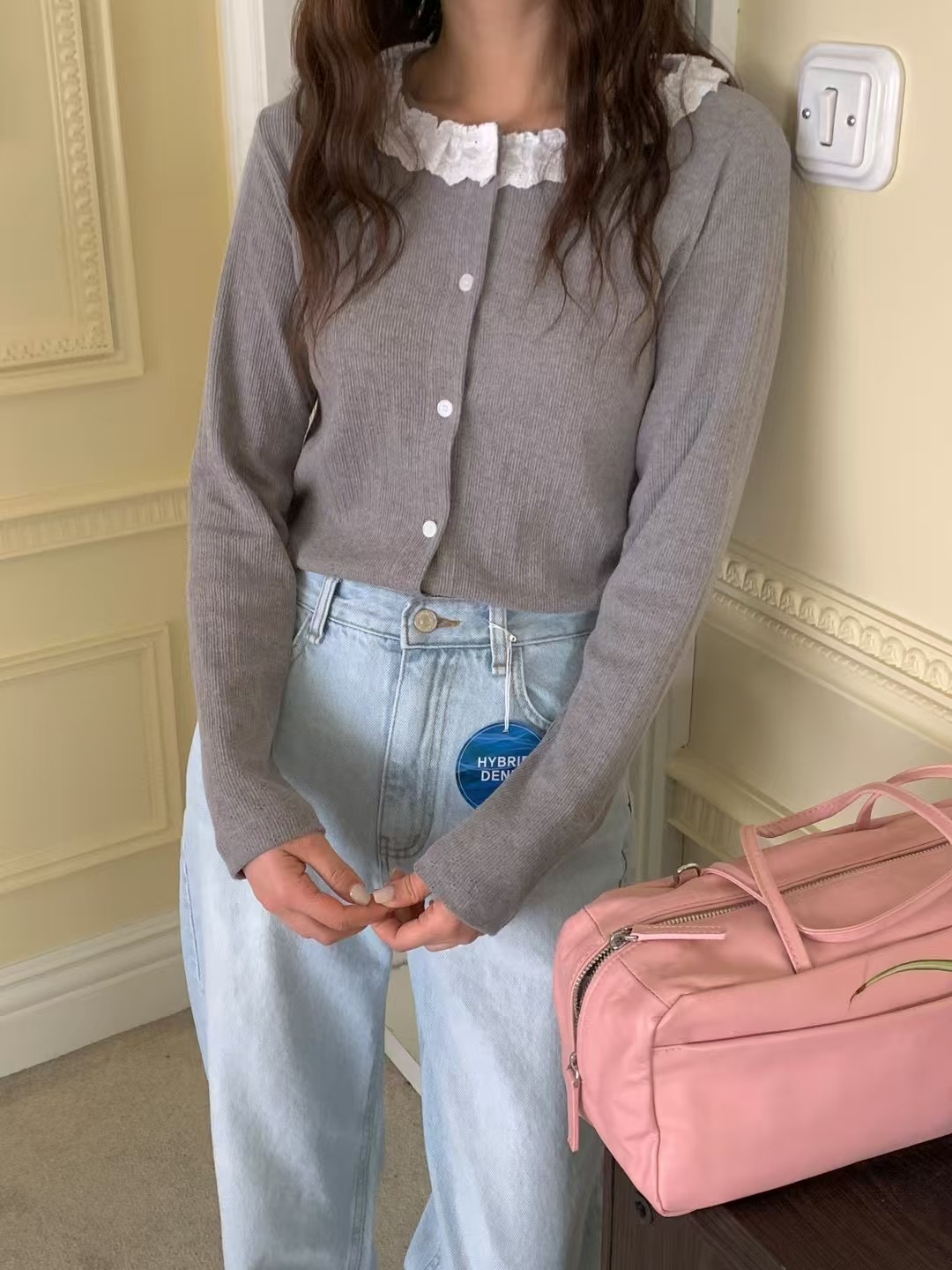 L V C韓國㊣直郵東大門代購女裝新款熱賣長袖T恤羊毛開衫L_V_C長袖T恤圖色2