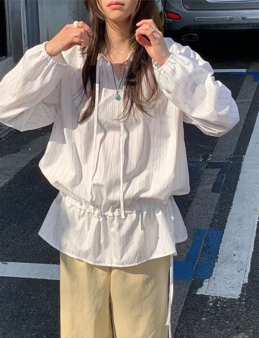 WHERELL韓國㊣直郵東大門代購女裝新品職業休閑時尚襯衫蕾絲衫GROW-WHERELL襯衫/蕾絲衫