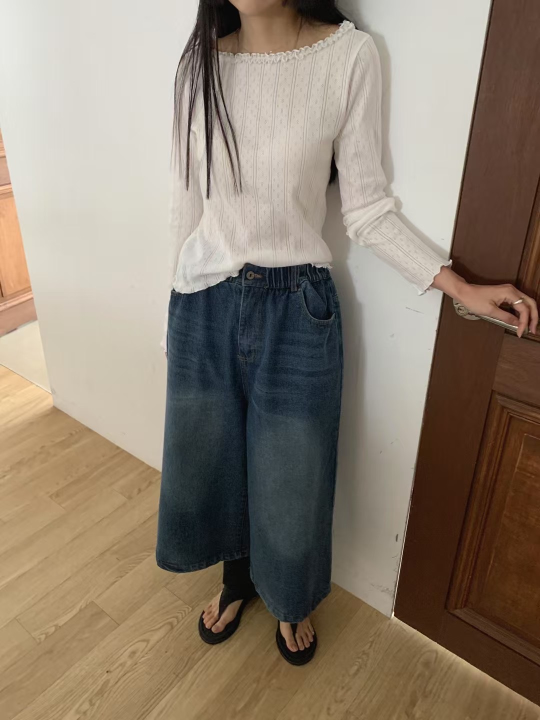 WHERELL直郵韓國代購㊣女裝新款推薦25春夏時尚休閑人氣牛仔褲GROW-WHERELL牛仔褲