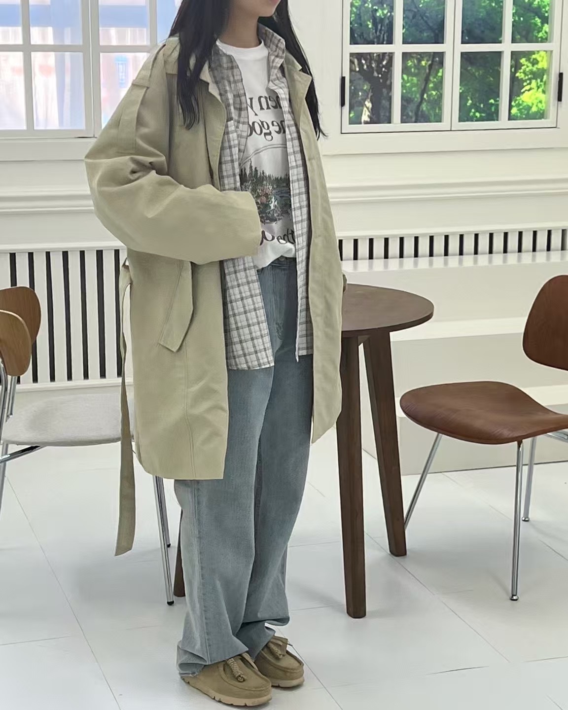 TERROIR直郵韓國代購㊣女裝新款推薦25春夏職業長款風衣含腰帶TERROIR長款風衣