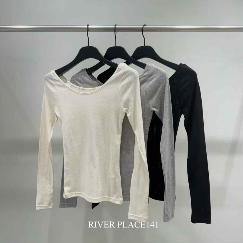RIVER韓國㊣直郵東大門代購女裝新品熱賣時尚職業休閑長袖T恤WATER/RIVER長袖T恤