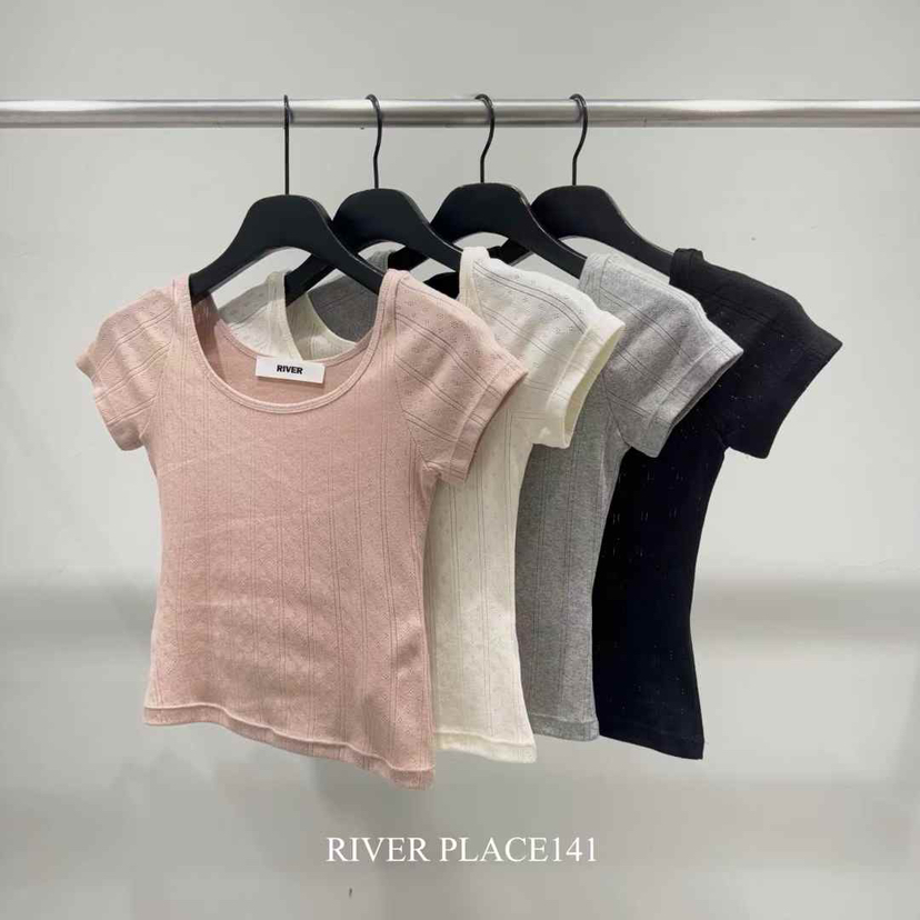 RIVER韓國直郵㊣東大門實拍女裝新款推薦時尚休閑職業熱賣T恤WATER/RIVERT恤