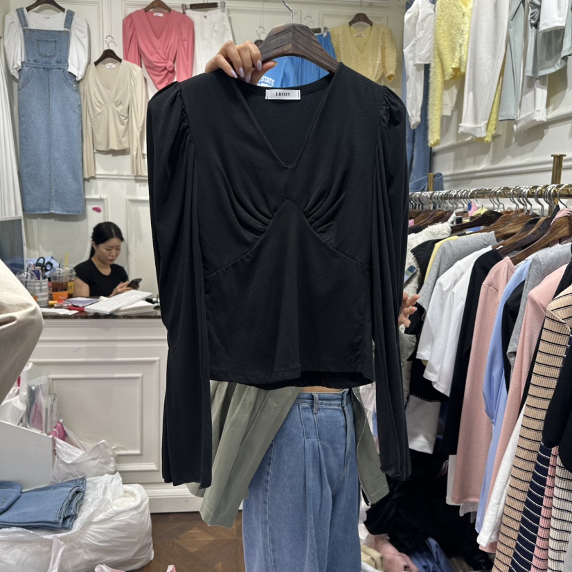 J.RITZY韓國直郵㊣東大門實拍女裝新款推薦休閑25春夏長袖T恤J.RITZY長袖T恤圖色2