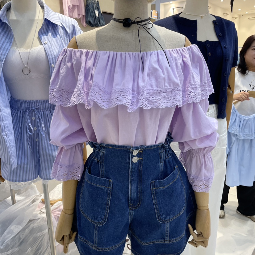 MILLIMETER韓國㊣直郵東大門代購女裝新品熱賣25春夏襯衫蕾絲衫MILLIMETER襯衫/蕾絲衫