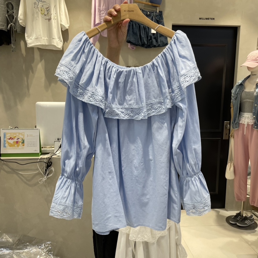 MILLIMETER韓國㊣直郵東大門代購女裝新品熱賣25春夏襯衫蕾絲衫MILLIMETER襯衫/蕾絲衫圖色2
