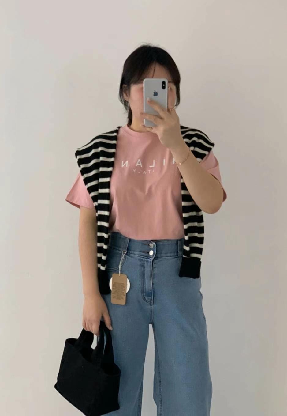 PINK POUCH韓國直郵㊣東大門實拍女裝新款25春夏職業時尚T恤PINK POUCHT恤