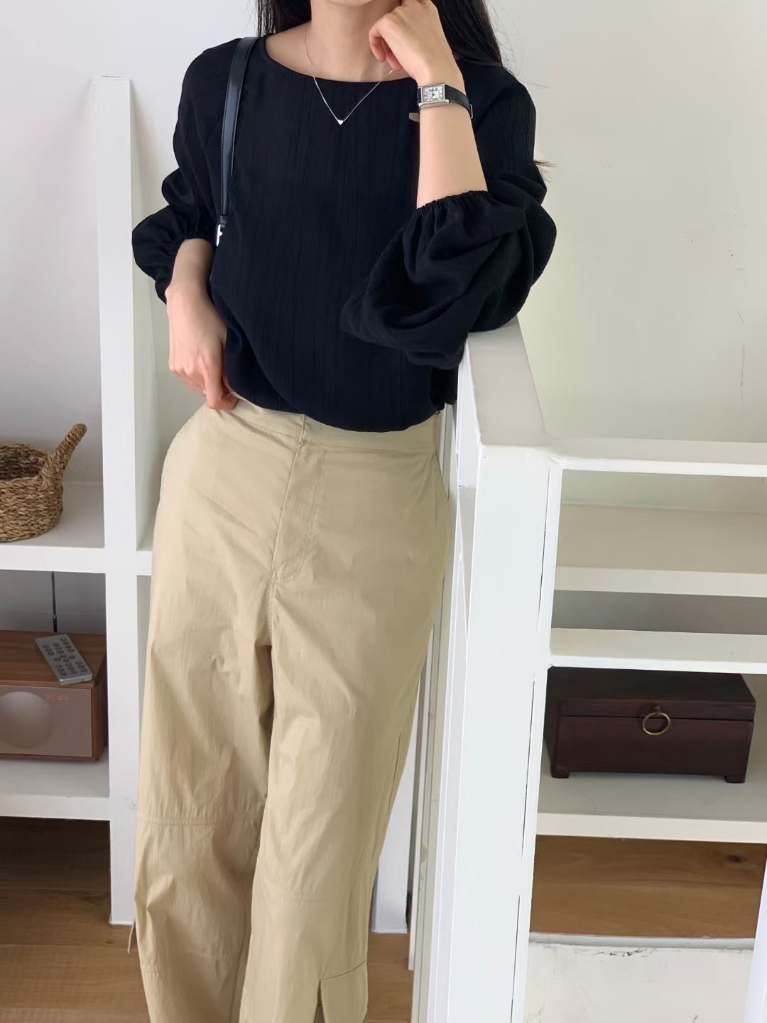 LOWELL韓國㊣直郵東大門代購女裝新品時尚襯衫蕾絲衫兩面穿LOWELL襯衫/蕾絲衫圖色2