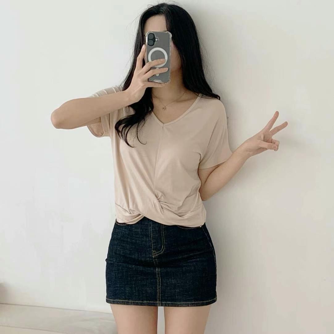 PINK POUCH韓國㊣直郵東大門代購女裝新品時尚熱賣職業T恤PINK POUCHT恤圖色2