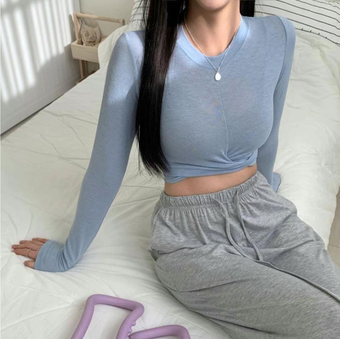 PINK POUCH直郵韓國代購㊣女裝新款推薦休閑人氣25春夏長袖T恤PINK POUCH長袖T恤