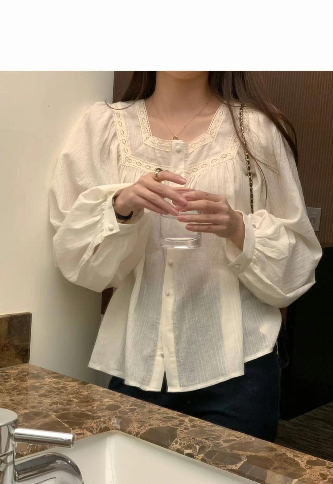 SECOND DRESS-세컨드레스-OT韓國直郵㊣女裝新品25春夏襯衫蕾絲衫SECOND DRESS襯衫/蕾絲衫